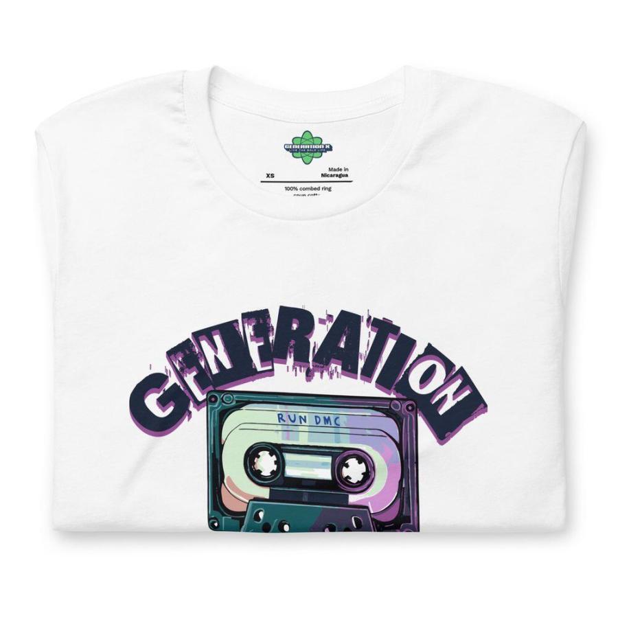 GenX fehér pamut póló magnókazettával az elején Run DMC felvételeivel