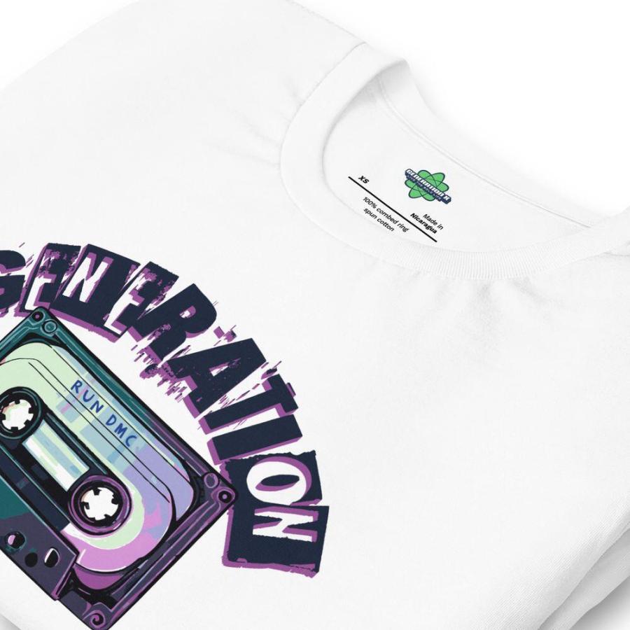 GenX fehér pamut póló magnókazettával az elején Run DMC felvételeivel