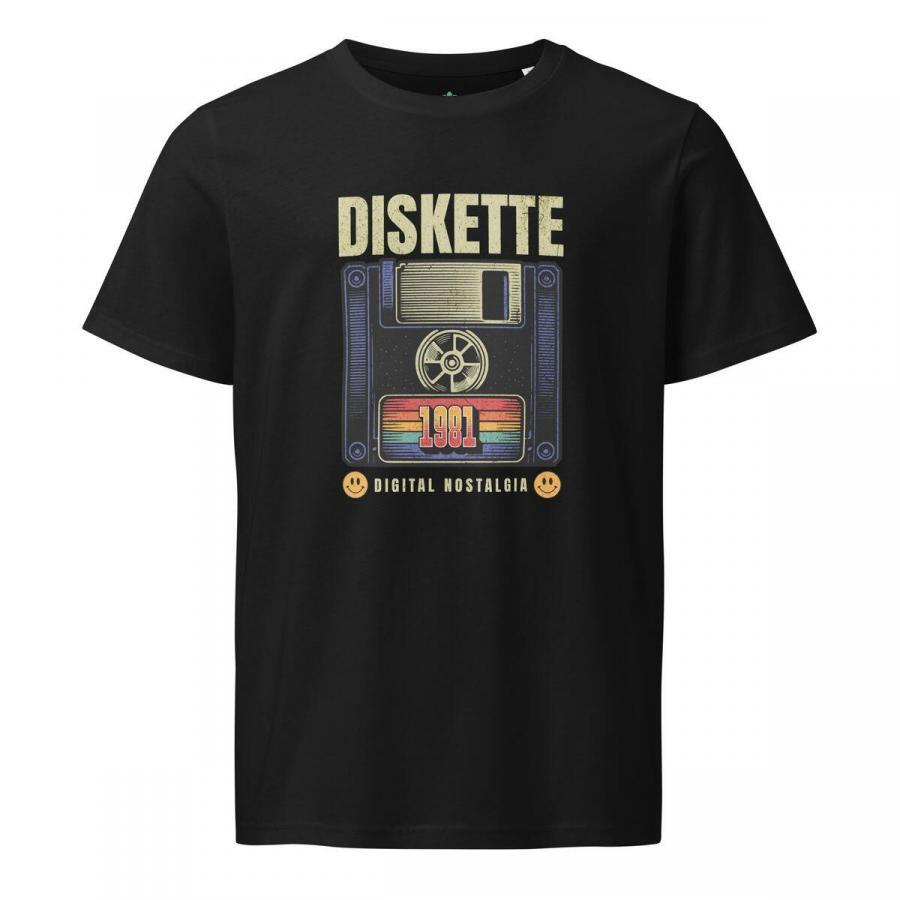 diskette floppy lemez fekete organikus póló