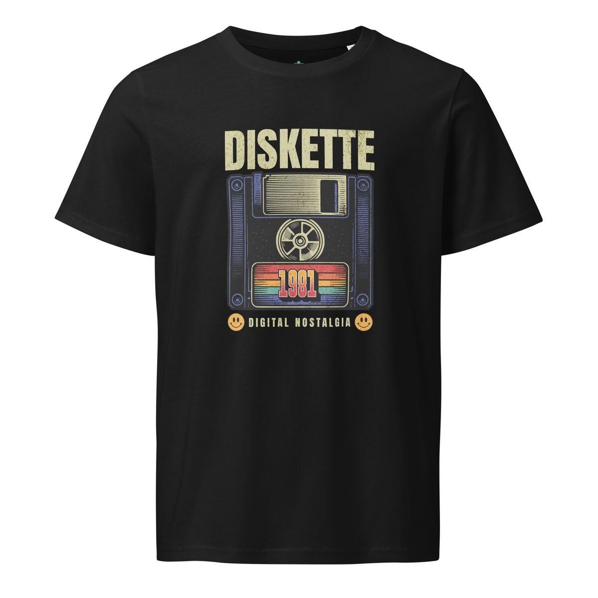 diskette floppy lemez fekete organikus póló