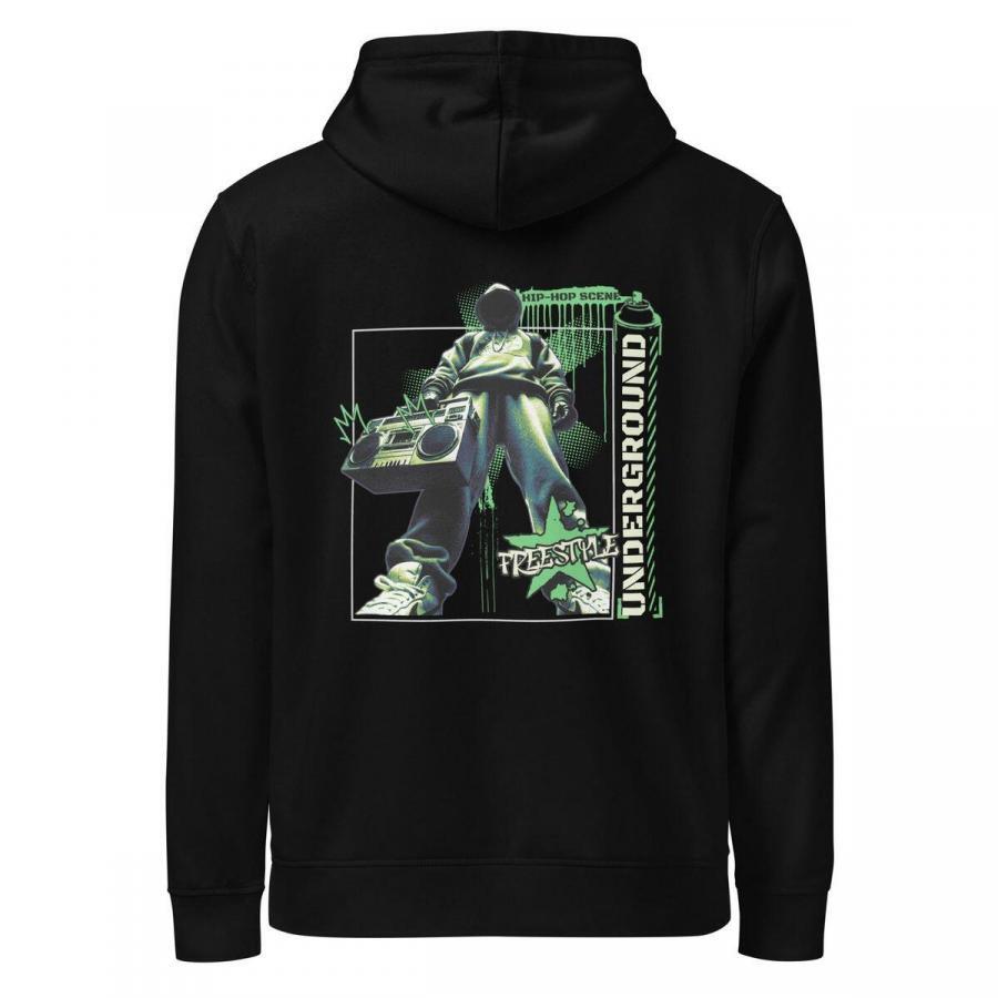 hip-hop freestyle fekete kapucnis pulóver